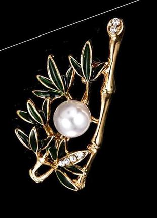 🏵нарядная брошь бамбук в стразах, новая! арт. 4578