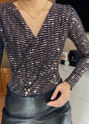 Блискучий боді на запах у паетках