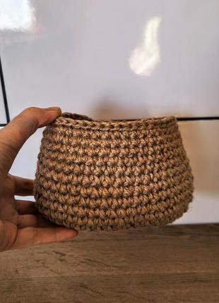 Маленька плетена корзинка. овальний кошик з джуту. органайзер.2 фото