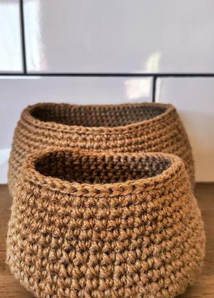 Маленькая плетеная корзина. овальная корзина из джута. органайзер.5 фото