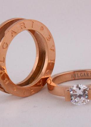 Bvlgari кольцо 2 в 1 раскладное в розовом золоте 21003 фото