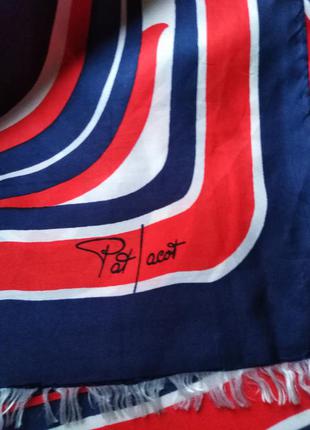 Натуральный шелк, синий, белый, красный, шарфик, 156*35