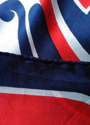 Натуральный шелк, синий, белый, красный, шарфик, 156*35