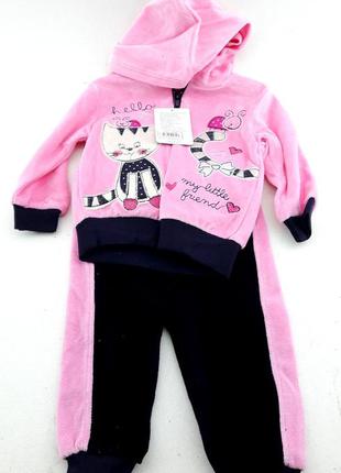 Спортивный костюм 12, 18, 24 месяцев турция для новорожденного девочки набор розовый (кднд34)3 фото