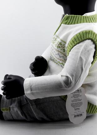 Спортивный костюм детский турция 1, 2 года с жилеткой вязаной для девочки белый (кдм46)2 фото
