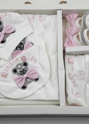 Подарочный набор костюм 0 до 4 месяцев турция для новорожденных набор на выписку крещение
