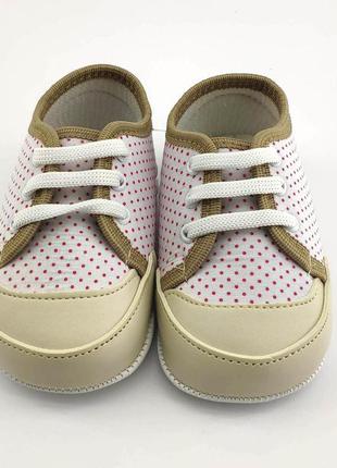 Пинетки кеды 18 и 19 размер 11 и 11.5 см длина обувь на новорожденного турция белые (пид33)4 фото