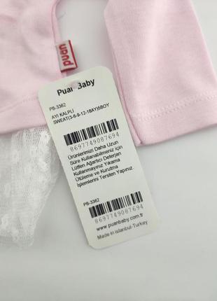 Детская кофточка платье 3, 6 месяцев турция для новорожденной девочки розовое (пдн18)2 фото