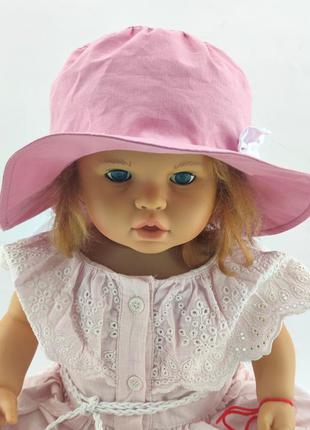 Панама детская 48, 50, 52, 54 размер хлопок для девочки панамка головные уборы розовая (пд131)