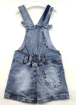 Дитячий комбінезон туреччина 1, 2, 3, 4 роки для дівчинки річний джинсовий синій (плд38)2 фото