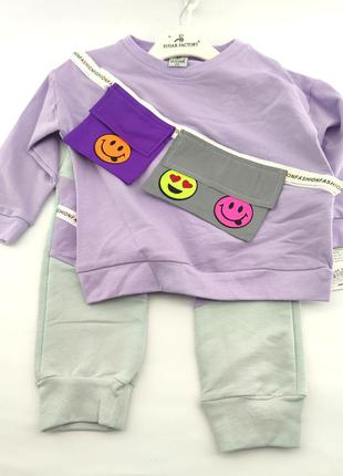 Спортивний костюм дитячий туреччина 2, 3, 4, 5 років для дівчаток трикотажний фіолетовий (кдм61)