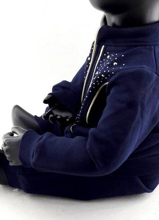 Спортивний костюм дитячий туреччина 1, 2 року з флісом теплий трикотажний для дівчинки темно-синій (кдм47)3 фото