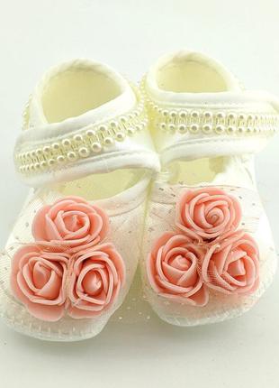 Пинетки босоножки 16.5 размер 10 см длина обувь на новорожденных для девочки турция белые (пид50)