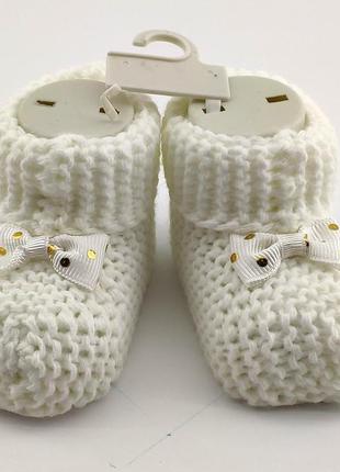 Пинетки для новорожденных 16.5 размер 10 см длина турция обувь для девочки белые (пид7)1 фото