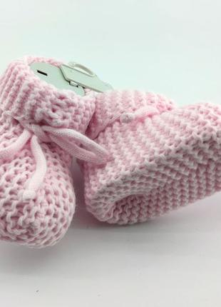 В'язані пінетки для новонароджених 16.5 розмір 10 см довжина туреччина для дівчинки рожеві (пид76)2 фото