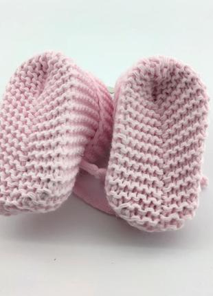 В'язані пінетки для новонароджених 16.5 розмір 10 см довжина туреччина для дівчинки рожеві (пид76)3 фото