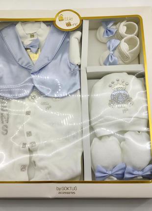 Подарунковий набір костюм 0 до 4 місяців туреччина для новонароджених набір на виписку хрещення5 фото