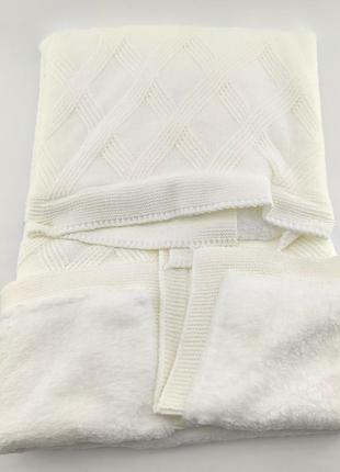 Дитячий плед ковдру туреччина для новонародженого подарунок новонародженому біле (ндп41)