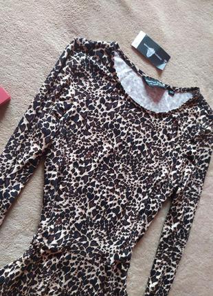 Качественное леопардовое платье миди с пышной юбкой вискоза4 фото
