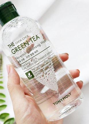 Міцелярна вода з екстрактом зеленого чаю tony moly the chok chok green tea no-wash cleansing water