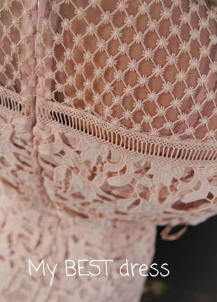 Пудровое  вечернее кружевное платье chi chi london9 фото