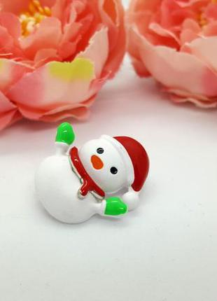 ❄️☃️ миниатюрная эффектная брошь "снеговик" с эмалью2 фото