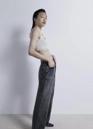 Джинси Zara кюлоти zara. wide leg сірі2 фото