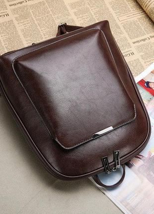Женский кожаный классический городской рюкзак жіночий шкіряний ранець сумка 2в16 фото