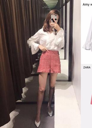 Твидовые шорты с золотыми пуговицами zara2 фото