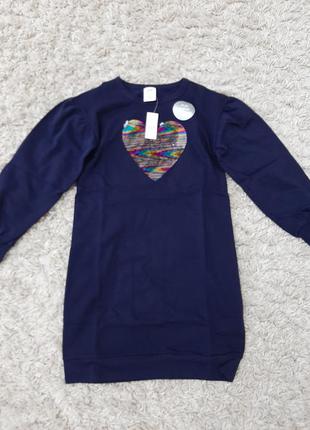 Суперове утеплене плаття "gap"l р. для дівчинки синього кольору з паєтками