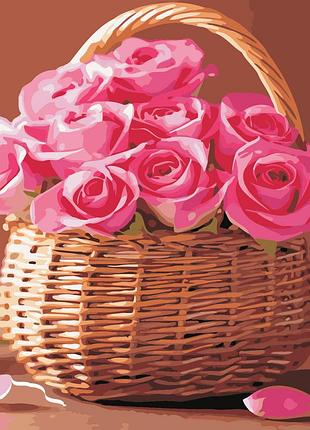Художній творчий набір, картина за номерами троянди в кошику, 40x50 см, «art story» (as0342)