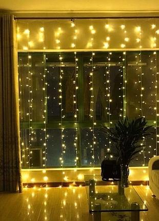 Гирлянда штора роса на окна 3 на 3 метра на подарок