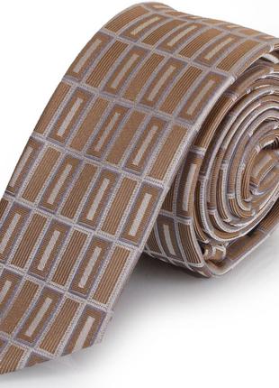 Коричневый полиэстеровый узкий галстук  schonau (шонау) - 151 фото