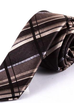 Вузька шовкова коричнево-чорна краватка schonau (шонау) - 53