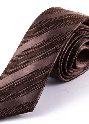 Узкий шелковый коричневый галстук schonau (шонау) - 64