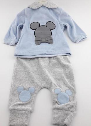 Спортивний костюм 0, 3, 6, 9 місяців трикотажний для новонародженого хлопчика блакитний (кднм43)