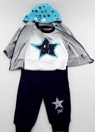 Спортивный костюм 6, 12, 18 месяцев турция трикотажный для новорожденного мальчика серый (кднм36)5 фото