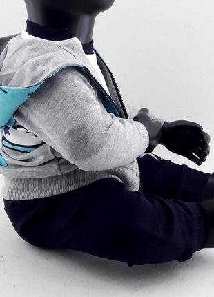 Спортивный костюм 6, 12, 18 месяцев турция трикотажный для новорожденного мальчика серый (кднм36)3 фото
