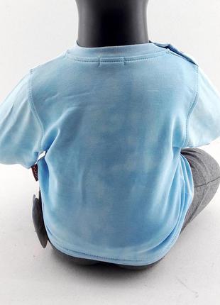 Спортивный костюм 9, 12, 18 месяцев турция трикотажный для новорожденного мальчика голубой (кднм39)5 фото
