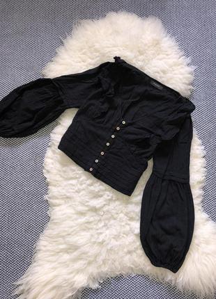 Рубашка блуза пышный рукав хлопок натуральная широкий