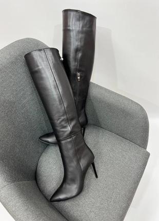 Lux обувь! шикарные женские сапоги высокие шпилька натуральная кожа2 фото
