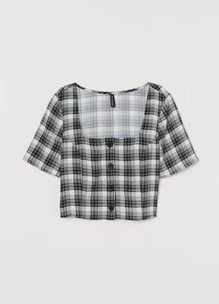 В наличии блуза в клетку на пуговицах zara h&m