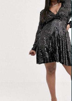 Платье с паетками чёрного цвета eu464 фото