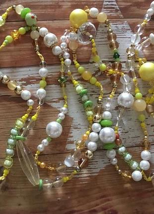 Яркие длинные бусы ожерелье стекло, керамика , пластик, сваровски