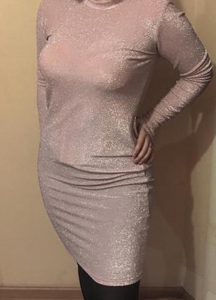 Сукня шімер кольору пудри (люрекс)1 фото