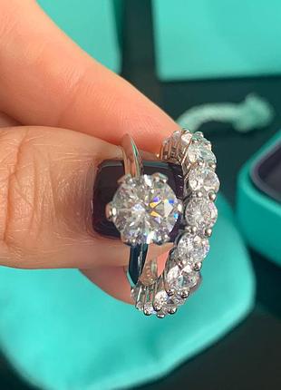 Двойное кольцо серебро 925 с цирконами. есть размеры 16, 17, 18