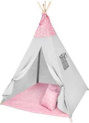 Детский вигвам xxl tipi wigwam + 3 подушки розовый1 фото