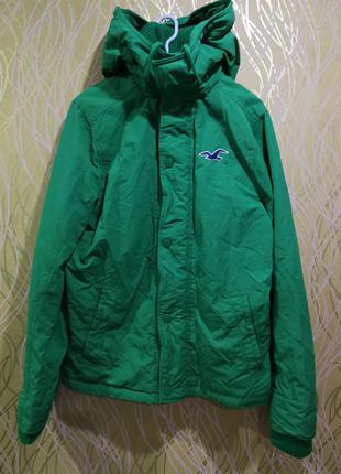 Мужская зеленая ветровка куртка с капюшоном hollister california