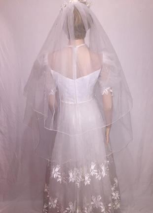 Сукня #весільну #вінтажне #пишний рукав #лілії #намистини #біле #фата6 фото