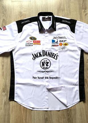 Мужская хлопковая рубашка гоночная с нашивками jh design nascar authentic2 фото